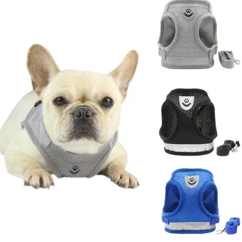 

Cat Dog Adjustable Harness Vest Walking Lead Leash For Puppy Dogs Collar Polyester Mesh Harness For Small Medium Dog Cat Pet