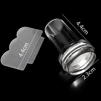 

1pcs Nail Art Stamper + 1pcs Scraper New Clear Transparent Nail Art Soft Silicone for Stamp Printing Tools Small Size TRND251