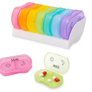 

1PC Portable Rainbow 7 Days Weekly Pill Medicine Box Drug Storage Case Plastic Container Organizer Travel Pill Bottle New