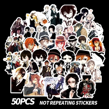

50pcs/pack Bungo Stray Dogs Anime Sticker Stickers PVC Graffiti Stickers Suitcase Luggage Guitar Waterproof For Children Toys