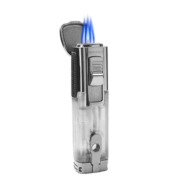 

Creative 3 Flames Compact Butane Jet Cigarette Lighter Gas Torch Lighter Windproof Inflatble Cigar Lighter With Cigar Tools