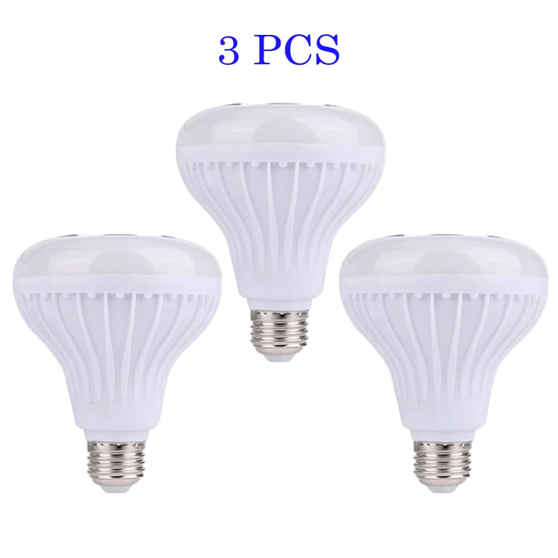 3PCS Умная E27 Светодиодная rgb-лампа, беспроводная bluetooth-колонка, музыкальная игра, аудио, затемняемая световая лампа с 24 клавишами, дистанционное управление, умный дом - Комплект: 3PCS