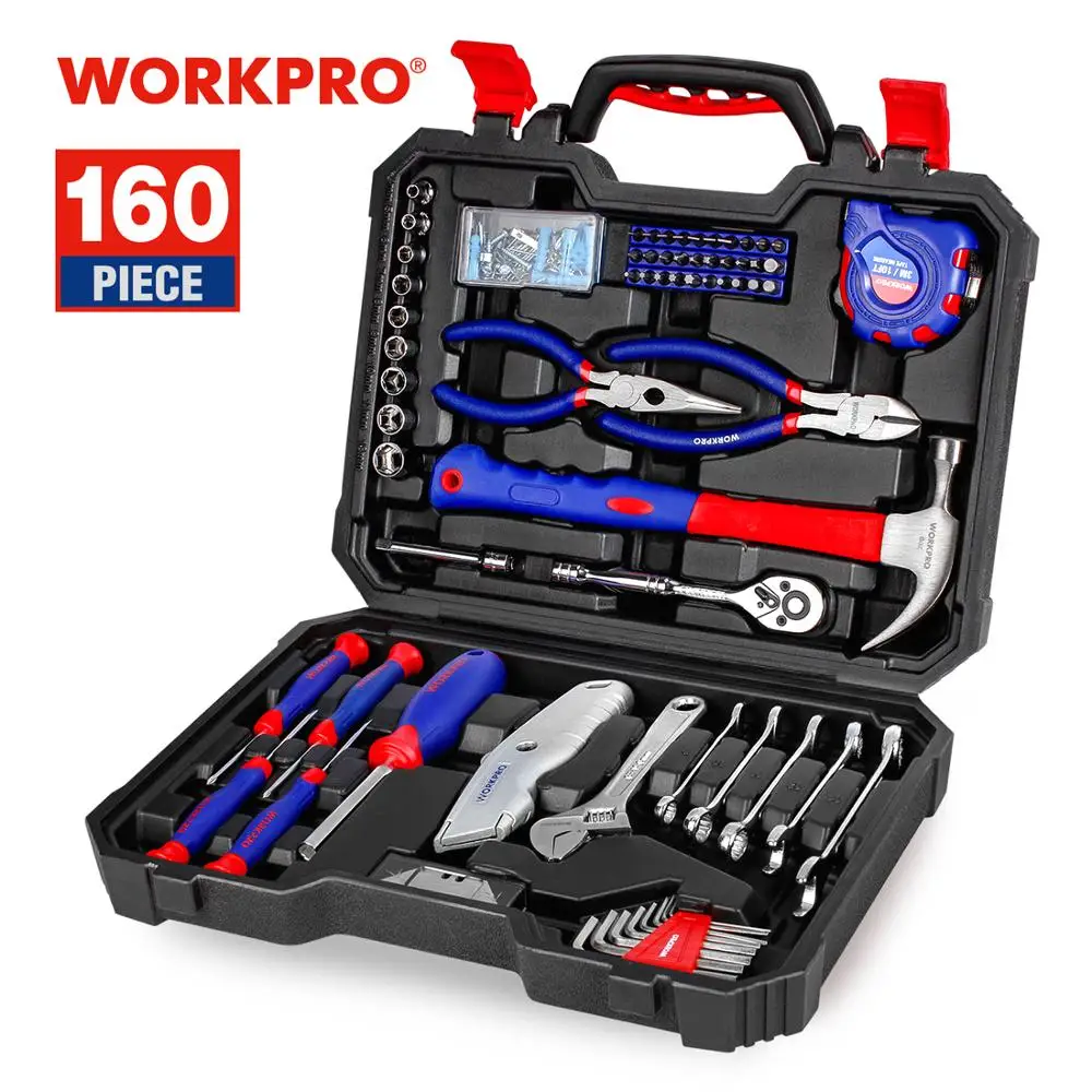 US $32.99 WORKPRO 160PC Tool Set Hand Tools for Daily Use Home Tool Set Househould Tool Kits Screwdriver Set Wrench Knife Pliers