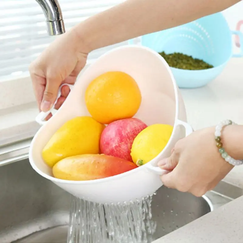 

Double Handle Rice Fruit Vegetable Washing Machine Non-slip Rice Strainer Basket Sieve Home Kitchen Utensils