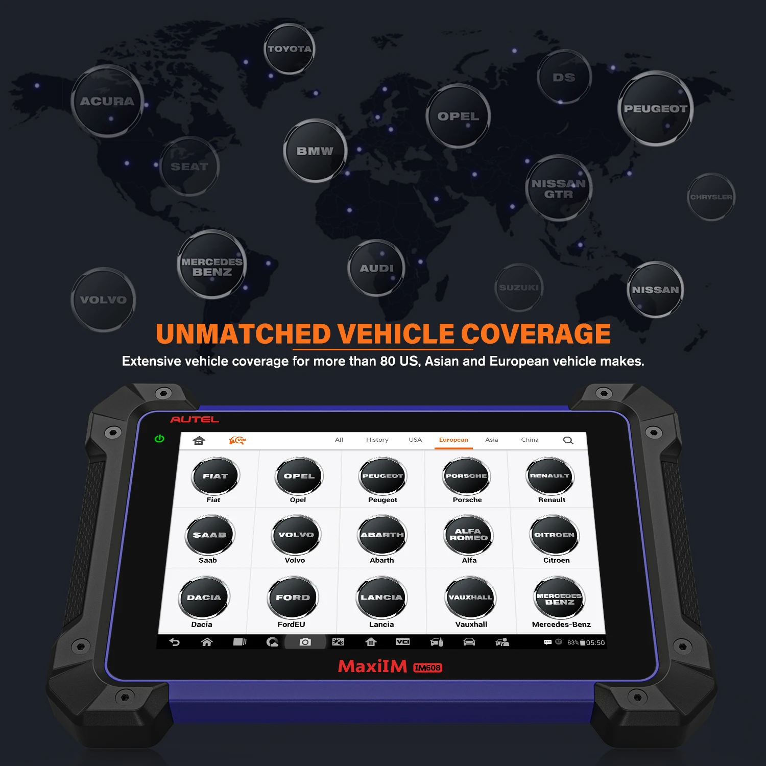Сканер OBD2 Autel IM608 диагностический сканер OBDII инструмент для двигателя кодирование
