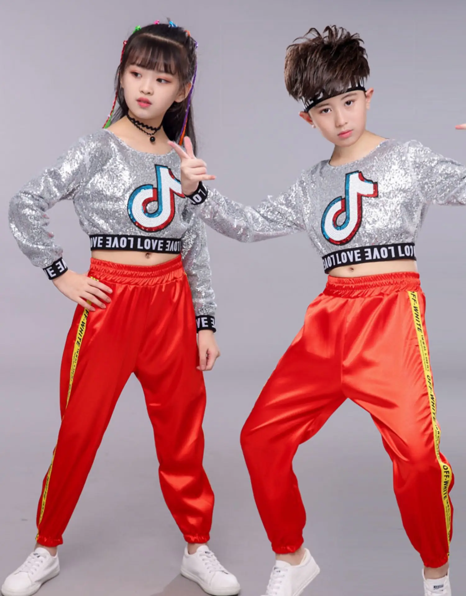 New Children Modern Jazz Dance Hip Hop Costume Boys Girls Sequined Cheerleading Performance Clothes Stage Wear