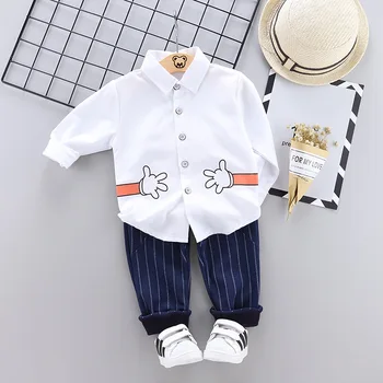 

Baby Kid Suit Autumn Children Cartoon Shirt Striped Pants 2 Pcs/set Boy Toddler Fashion Cotton Clothing Infant Casual Tracksuits