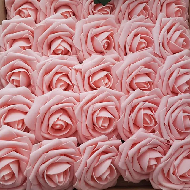 10/20/30 Heads 8CM Artificial PE Foam Rose Flowers Bride Bouquet Flower For Wedding Party Decorative Scrapbooking DIY Flower 2