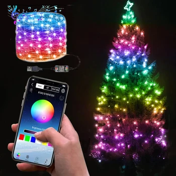 

Christmas tree decoration LED lights smart bluetooth personalized RGB lights home Christmas decoration remote control lights