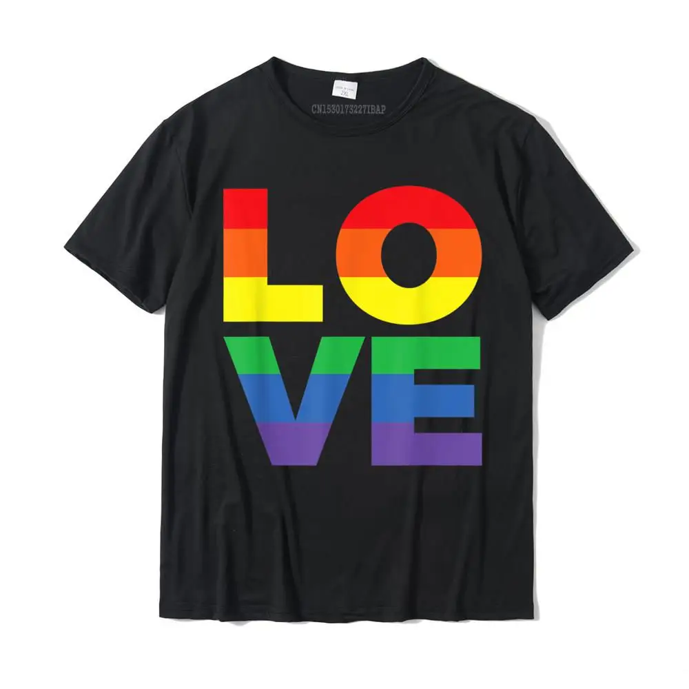 CasualStreet Short Sleeve T Shirt Summer Autumn Funky Round Collar 100% Cotton T Shirts Men's T-shirts Design  LOVE in Rainbow Flag Colors - LGBTQ+ Lesbian Gay T-Shirt__MZ16539 black