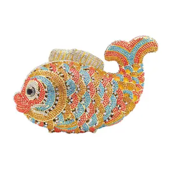 

THINKTHENDO 2020 Stylish Women Mini Fish Purse Handbag Evening Party Bridal Clutch Bag Prom Wedding Girls Wallet Purse