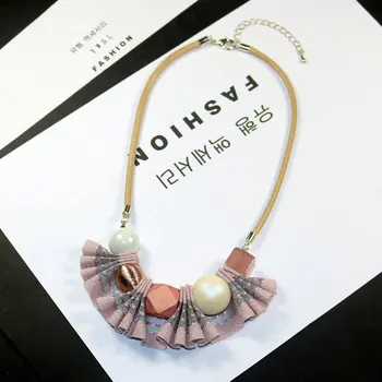 

New Woman Necklaces Jewelry Geometric Beads Ribbon Bowknot Pendant Rope Chain Necklace Fashion Lady Dress Accessories