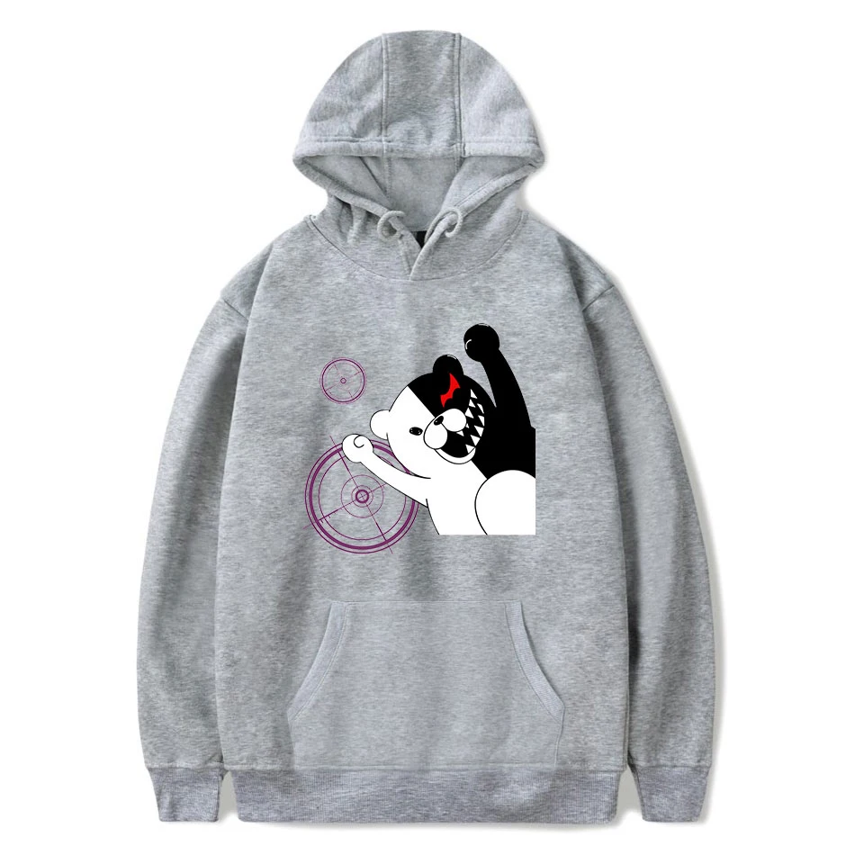 Hoodies Print monokuma Men Women Hoodie New Sweatshirt Harajuku pullovers Winter Hooded Hot monokuma Hoodie Gray boys girls Tops
