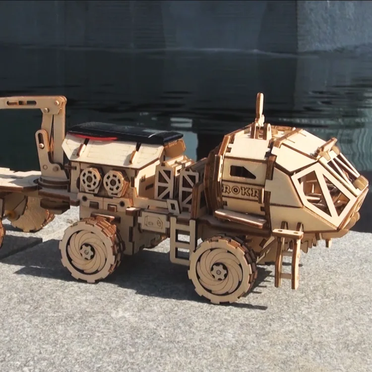 Robotime деревянные развивающие игрушки Паззл-конструктор космическое транспортное средство поперечная граница подарок напрямую от