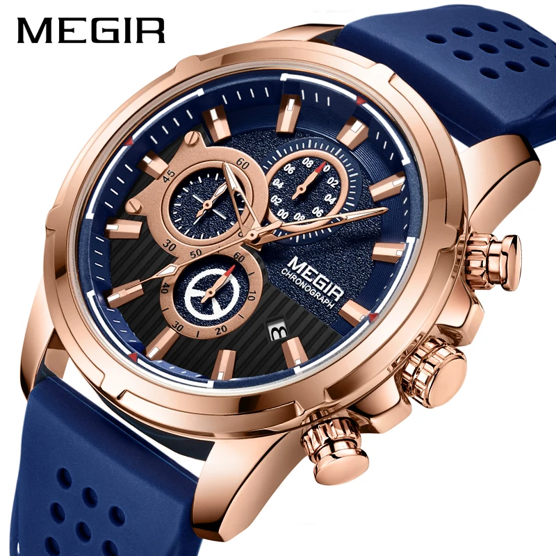 

MEGIR Top Brand Men's Analog Quartz Sport Watches Luxury Business Watch Fashion Silicone Waterproof Wristwatch Relogio Masculino