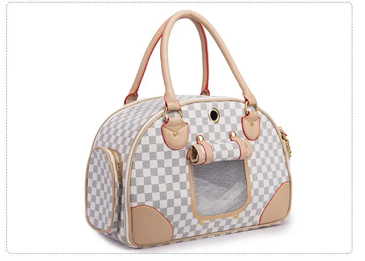 Маленькая сумка-переноска из искусственной кожи для кошек и собак, переносная сумка для путешествий, складная сумка для покупок, переносная сумка для собак - Цвет: Белый