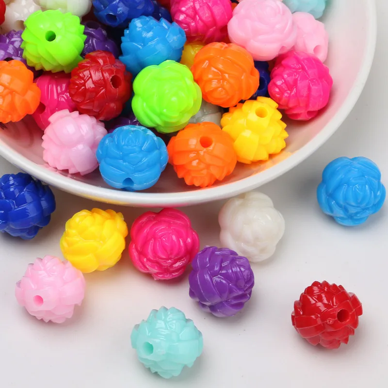 

12mm 100pcs/bag 16mm 50pcs/bag Rose Flower Round Beads Loose Spacer Beads For Craft Home Decoration DIY