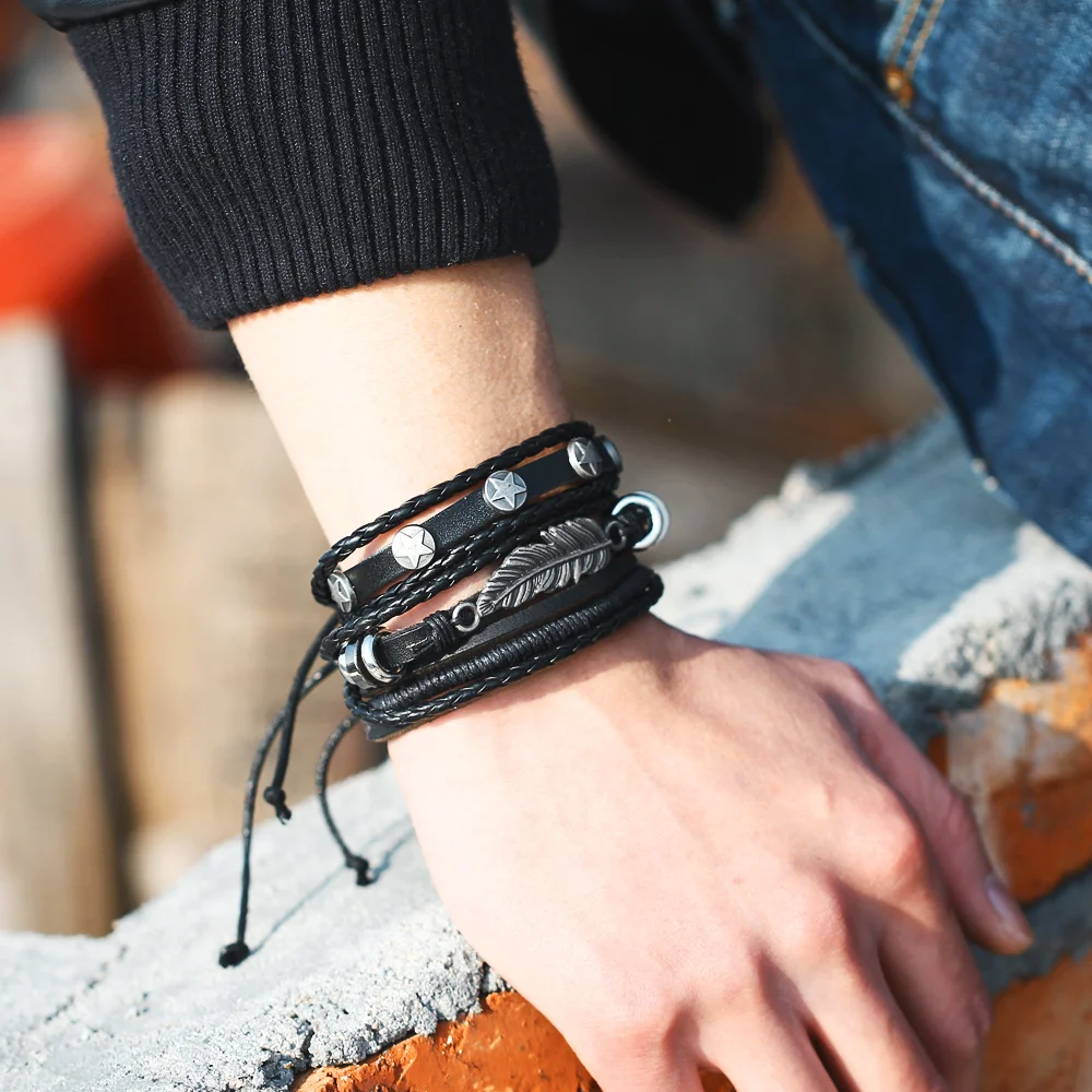 Black Braided Leather Bracelet For Men Online In Pakistan – The Dapper Shop