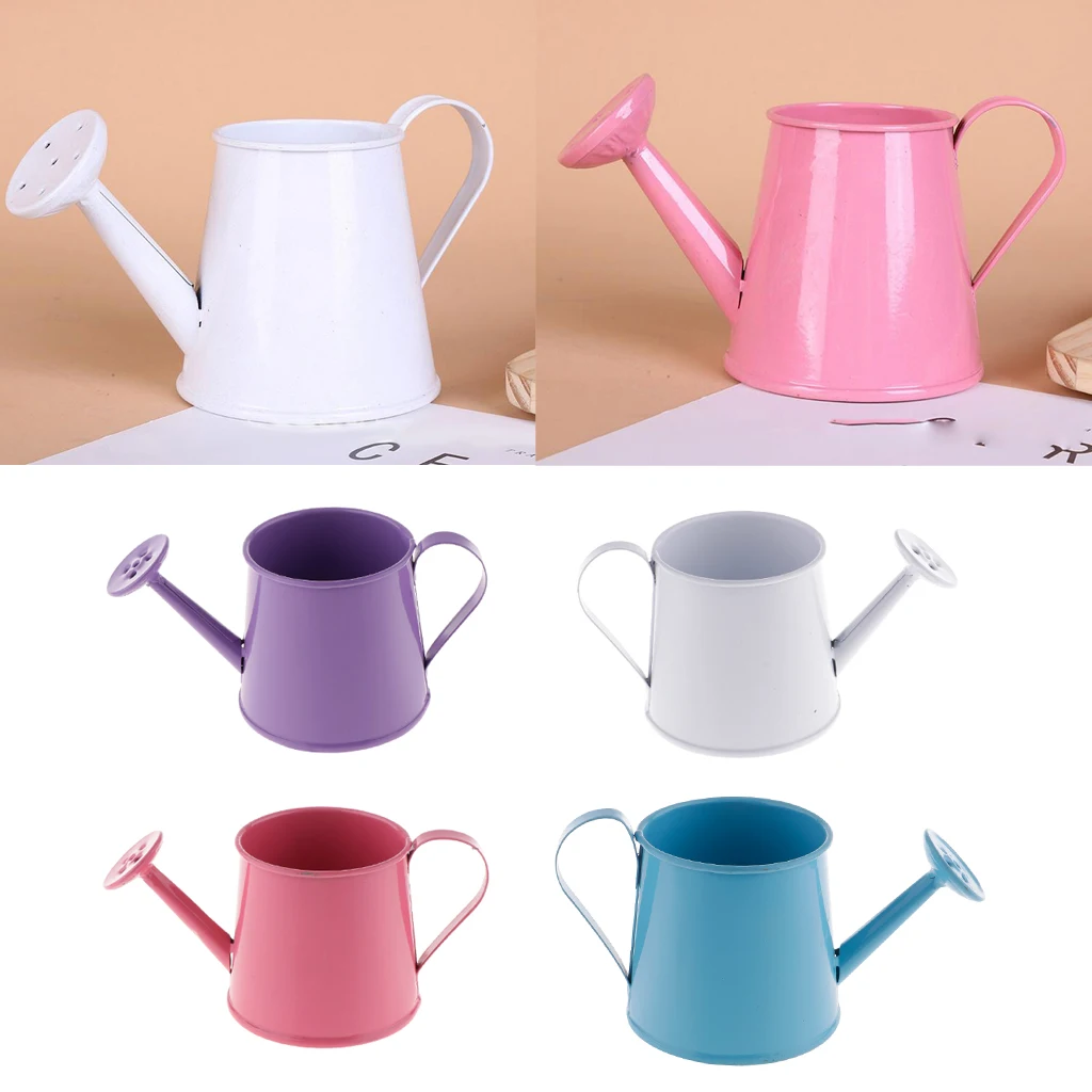 4Pcs Creative Mini Metal Iron Watering Can Garden Flower Pot Plant Planter Home Decor
