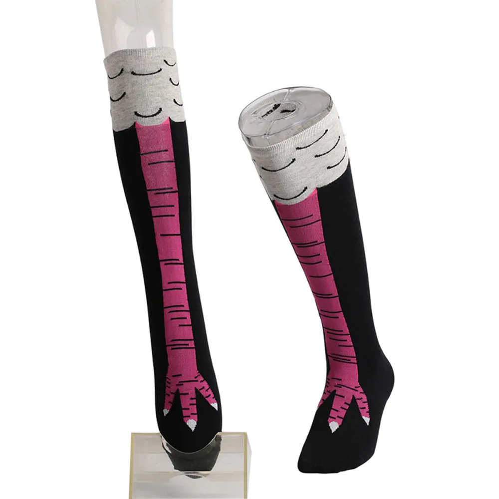 1 пара, теплые хлопковые Гольфы модная курица для девочек, носки с забавным принтом удобные теплые носки-тапочки без пятки - Цвет: C 62cm