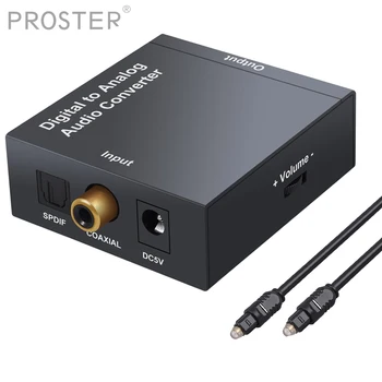 

Proster Digital to Analog Audio Converter Volume Control 3.5mm DAC Converter Digital Coaxial Toslink to Analog Stereo L/R RCA