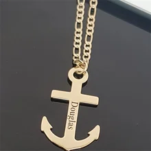 

Stainless Steel Sea Anchor Sailor Man Necklace Custom Engrave Personalized Name Hip Hop Unique for Male Boy Fashion Jewelry Gift