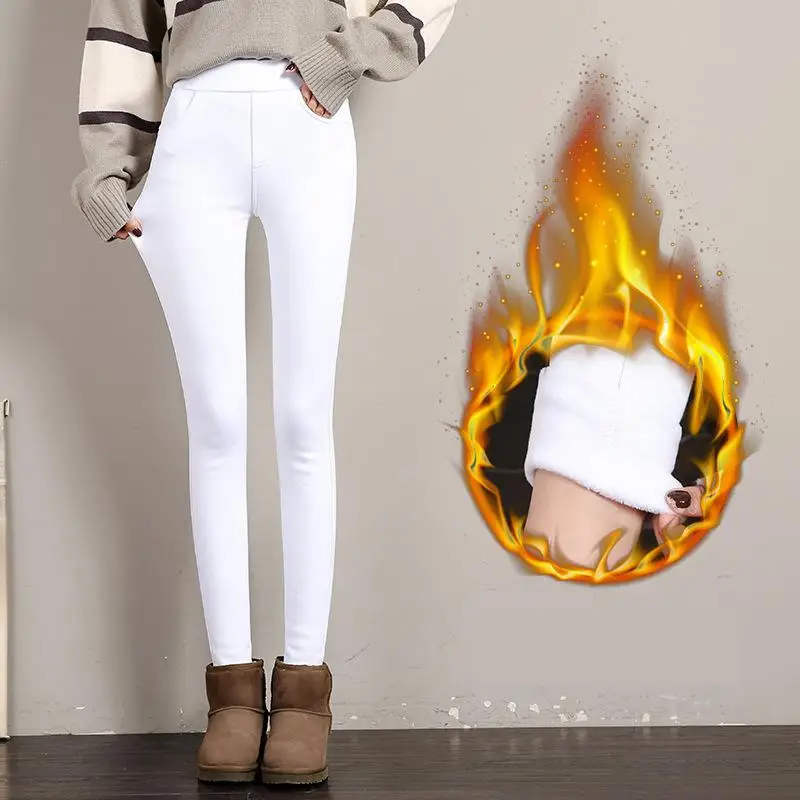 

Women New 2020 Autumn Winter Warm Velvet Long Pants Skinny Leggings Pencil Trousers Elastic Waist Slim Casual Plus Size