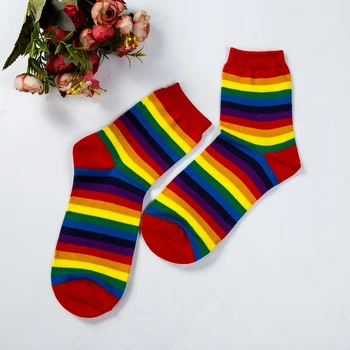 

Women Girls Rainbow Socks Fashion Striped Cotton Colorful casual short Socks 1/2/3 Pairs