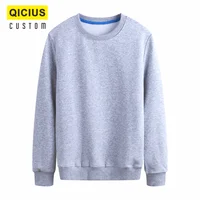 Men's Round Neck 100% Cotton Plus Velvet Long-Sleeved Sweater Custom Printed Embroidery Logo Casual Solid Color Warm Sweater 3xl 2