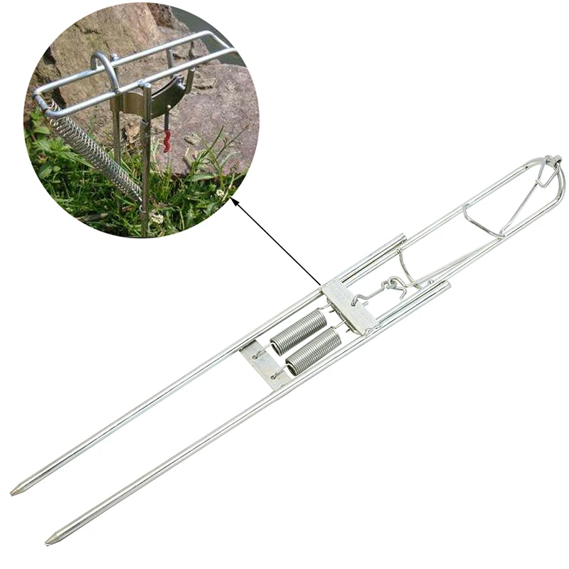 Full Stainless Steel Automatic Spring Fishing Rods Holders, Adjustable Sensitivity Folding Fishing Bite Bracket