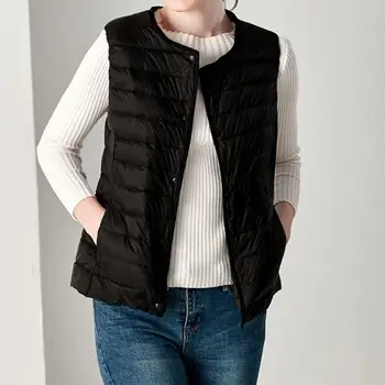 

Autumn Winter Vests Coat Women O Neck Button Down Vest Female Jacket Coat Waistcoat Vests