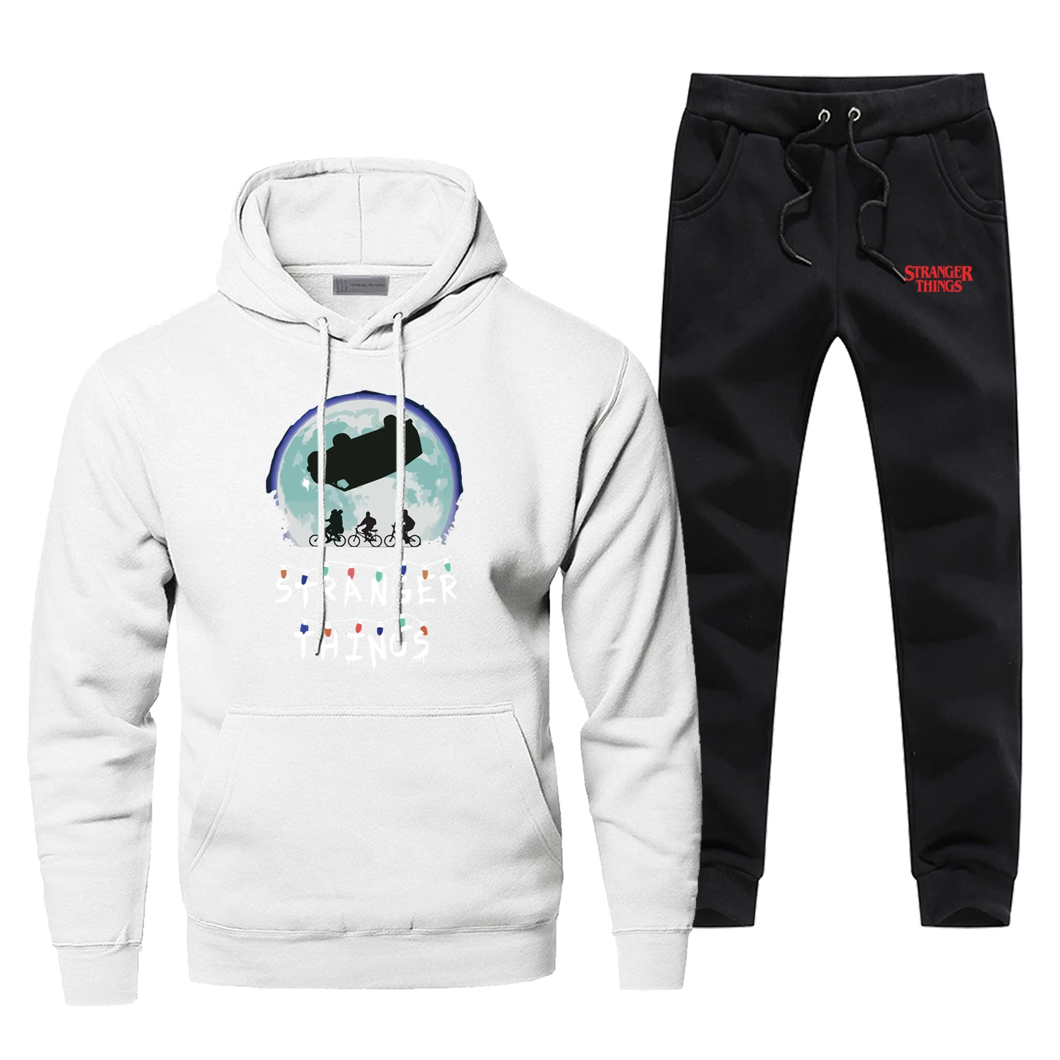 Stranger Things TV Show Fashion Men's Sets Casual Comfortable Eleven Men's Full Suit Tracksuit Balck Fleece Warm Sportsman Wear