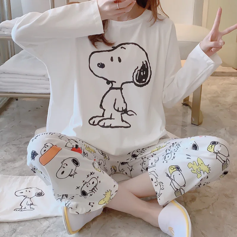 

1862 # Make Nusa. than Pullover MS Long Sleeve Korean-style Sweet Crew Neck Pajamas Tracksuit Three-piece Set