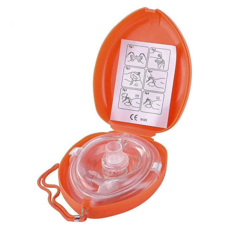 

Medical CPR Rescue Mask, Adult/Child Pocket Resuscitator, Hard Case with Wrist Strap