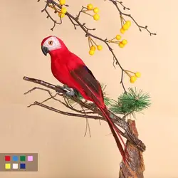 28cm Handmade Simulation Parrot Foam Feather Macaw Garden Lawn Figurine Ornament Animal Bird Garden Bird Parrot Prop Decorations
