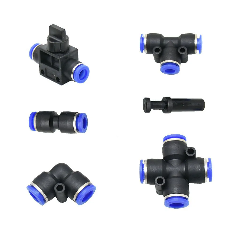 

6mm 8mm Trachea Tee Elbow Direct End Plug Slip Lock Quick Connectors Plastic Butt Joints Mist Cooling Fogger Accessories