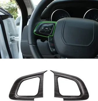 

Oak Wood Grain Car Steering Wheel Button Decoration Cover Trim 2pcs For Land Rover Range Rover Evoque 2012-2017