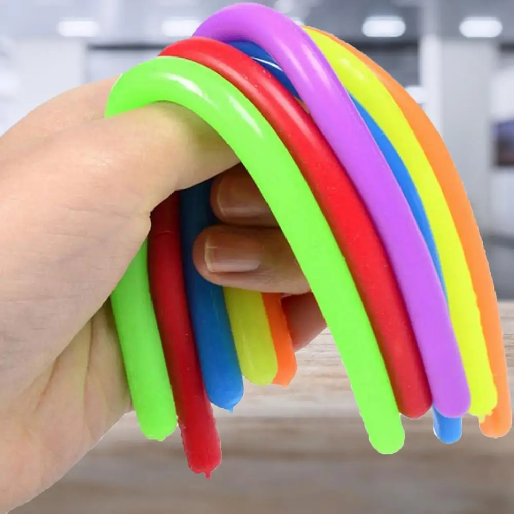 BPA/ftalato/látex juguetes sensoriales se estira de 10 pulgadas a 8 pies Zaryin Cuerda elástica para fideos fidget 