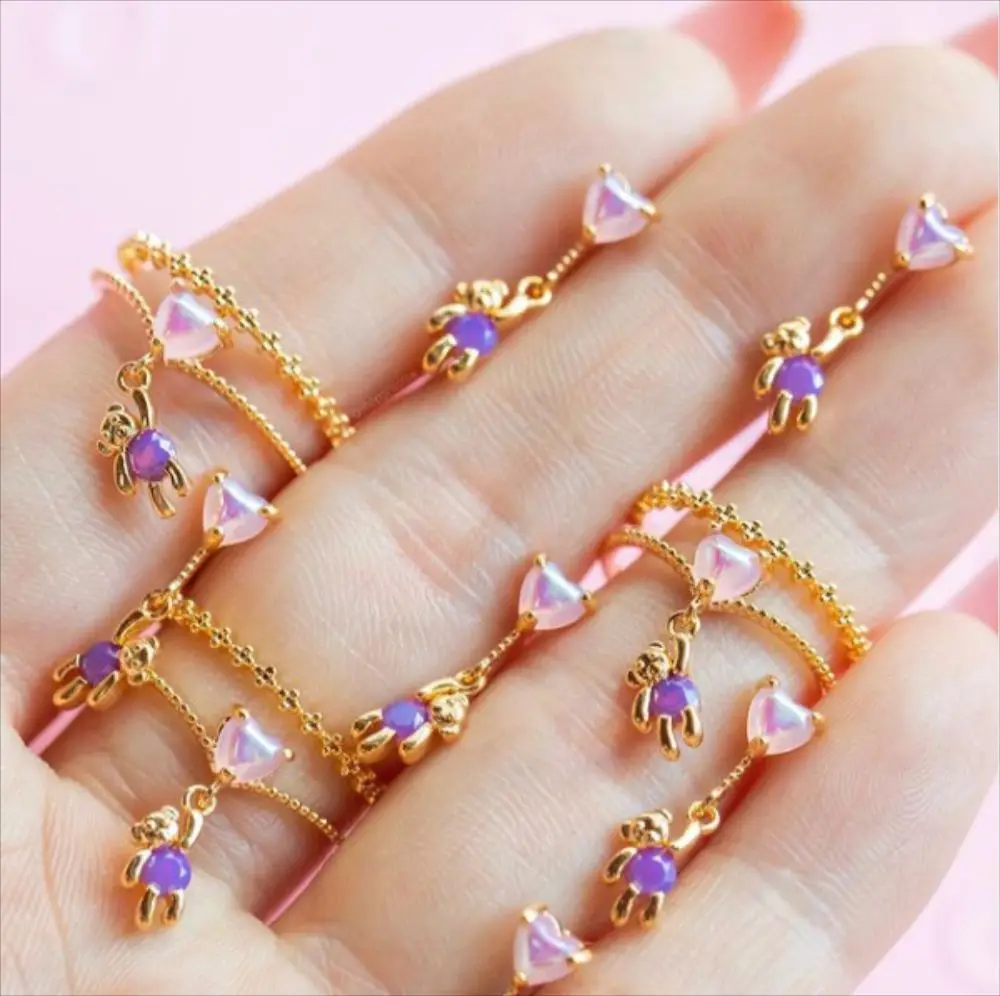 Finger Ring Zircon Rings For Women Trendy Little Bear Love Fruit Prom Party Gift Wedding Jewelry
