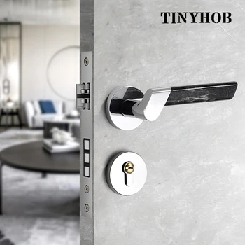 

Gold Zinc Alloy Wood Texture Interior Door Lock for 35-45mm Doors European Style Door Handle with Key Lock Accessories 3 Colors