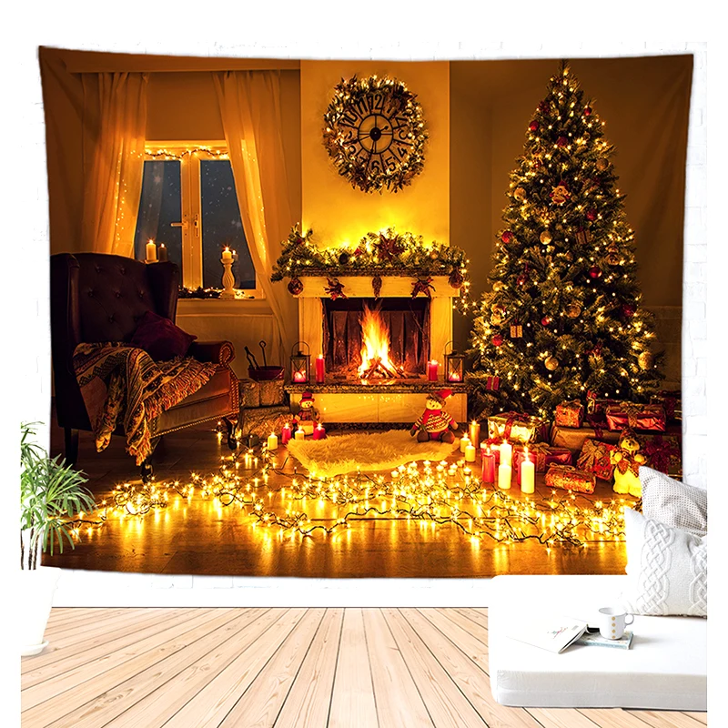 Dekorasi Natal Perapian Dekorasi Rumah Pohon Natal Permadani Kain Dinding Perapian Dinding Tapijt Drop Shipping Karpet