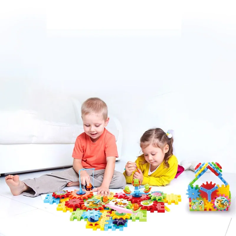DIY 81 шт. игрушки коробка передач для детей Детские электронные строительные 3D головоломки комплекты кирпичей раннего обучения игрушки подарки
