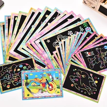 20 штук 2-в-1 Magic Цвет бумага для скретч Арта карты картина-раскраска для детей Творческий набор игрушек для рисования познавательные оптом