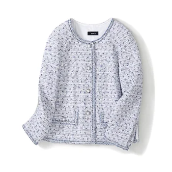 

high quality 2020 Spring autumn women short loose tweed coats single breasted plaid twist weave jackets elegant coat y569