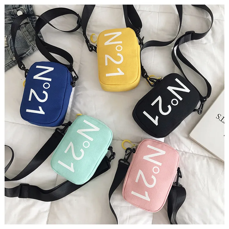 

INS Canvas Printed WOMEN'S Bag 2019 New Style Korean-style Fashion Women's Shoulder Trend Cool Printed Shopping Mobile Phone Bag