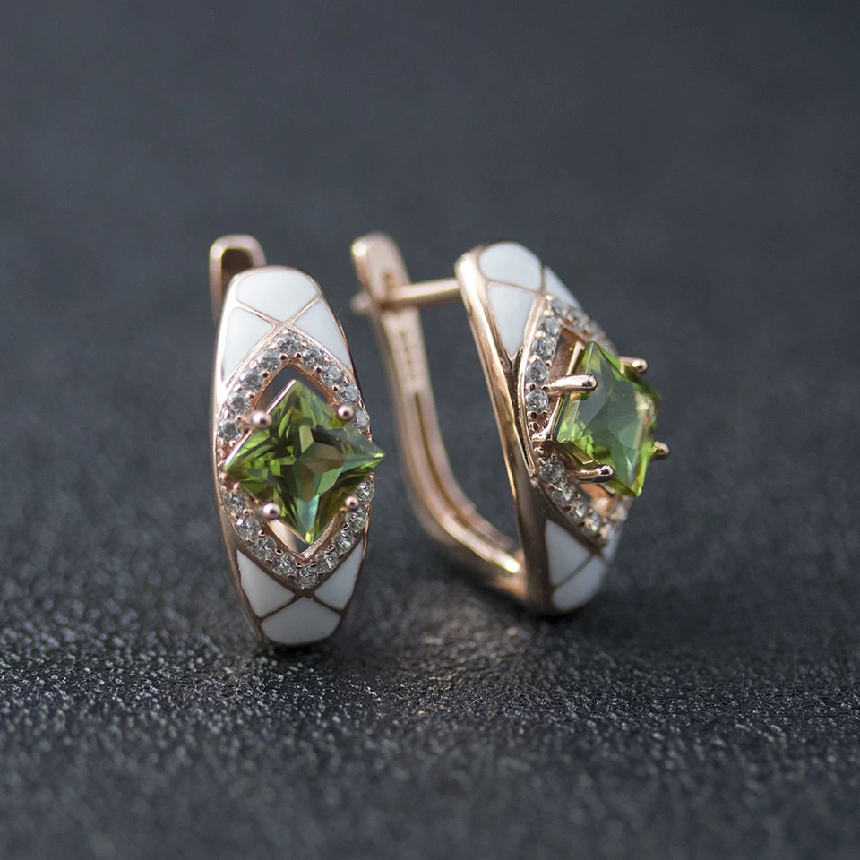 Earrings Bolai, меняющий цвет, ювелирный набор, сережки из серебра 925 пробы с эмалью diaspore, кольцо, ювелирное изделие с драгоценным камнем для женщин - Цвет камня: Earrings