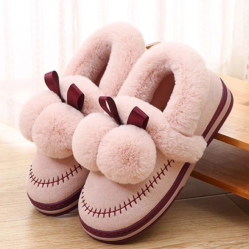 Женские зимние тапочки с заячьими ушками Меховые плюшевые бархатные шлепанцы