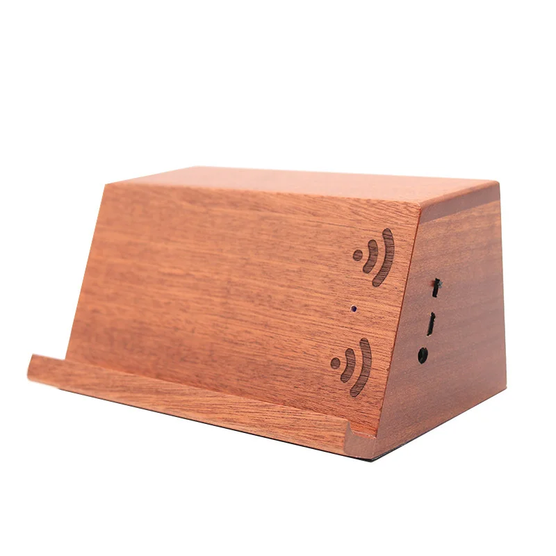 

Wooden Wireless Bluetooth Speaker Mobile Phone Stand Induction Audio Sound Loudspeaker Holder USB Charge for Smartphone Tablet