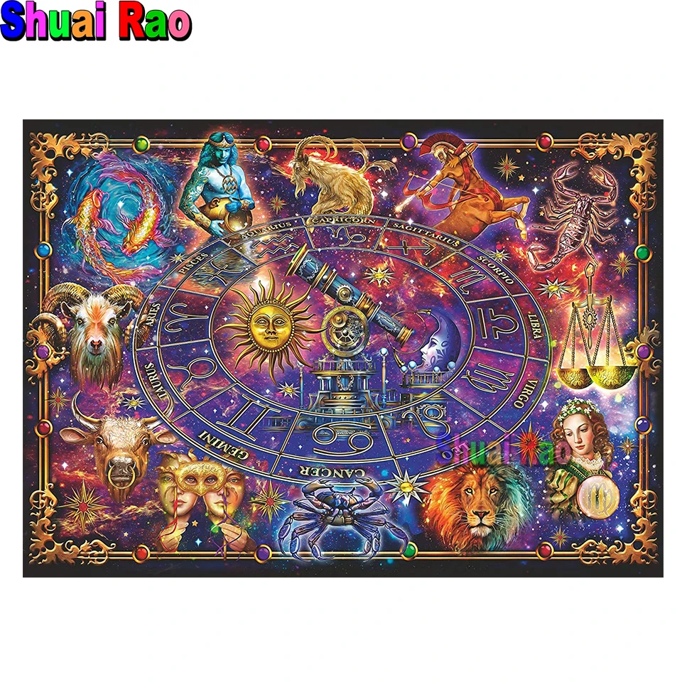 Zodiac signs 5d diy diamond embroidery full Round drill mosaic Picture