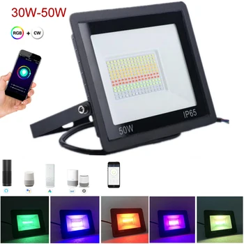 

RGBCW Floodlight WiFi Bluetooth Control Graffiti Intelligent Projection Lamp Waterproof Outdoor Courtyard Light 30W 50W